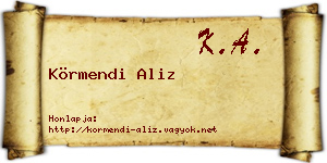 Körmendi Aliz névjegykártya